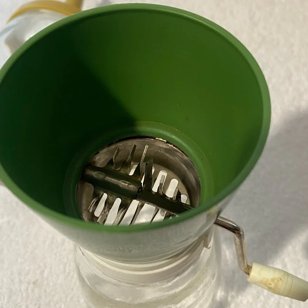 Retro Yellow and Green Glass Kitchen Tools Set